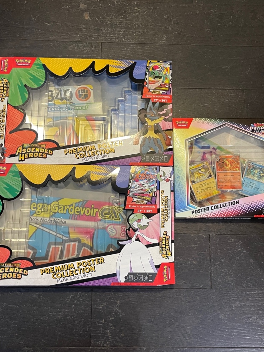LOT OF 3 Pokemon TCG Poster Collection Empty Boxes Posters + 3 Promo Cards
